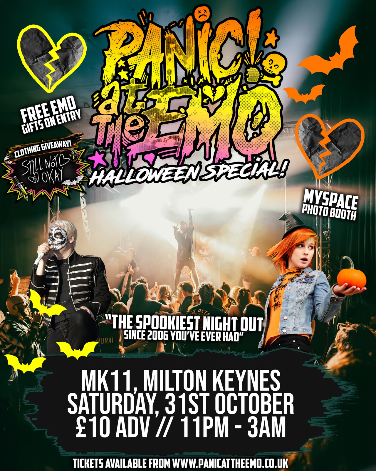 Panic At The Emo Halloween Special poster, the afterparty from 11pm